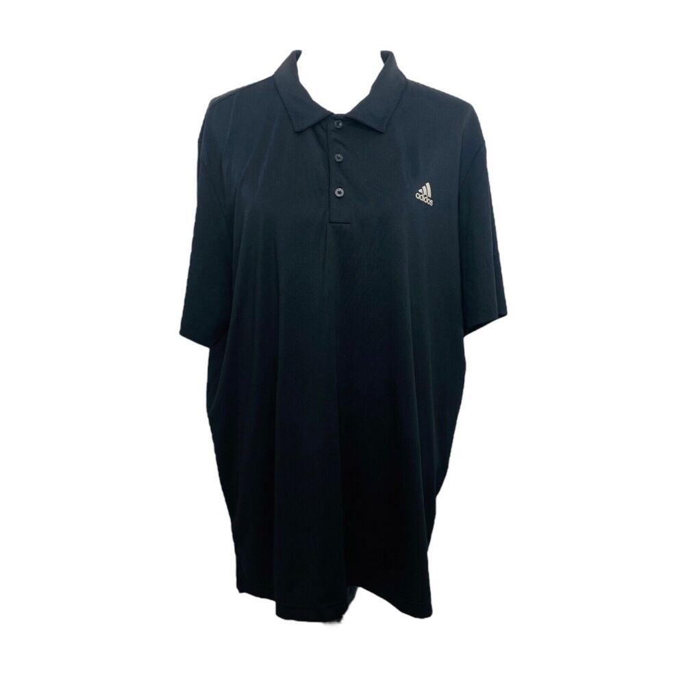Adidas Men's Shirt Black Short Sleeve Collared Athletic Golf Polo Size XL